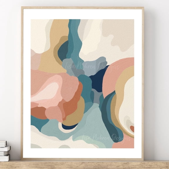 Neutral Abstract Wall Art Contemporary Color Block Geometric Modern Art Minimalist Print Colorful Abstract Blue Peach Wall Art, Modern Wall Decor, 16x24 UNFRAMED