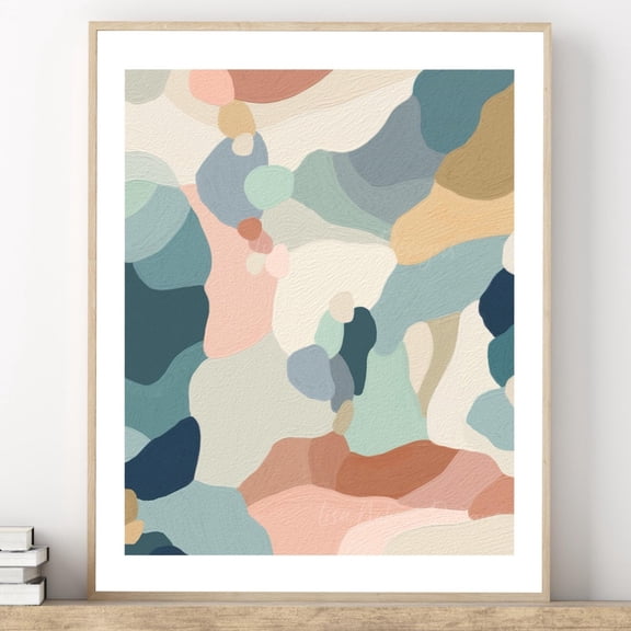 Neutral Abstract Wall Art Contemporary Color Block Geometric Modern Art Minimalist Print Colorful Abstract Blue Peach Wall Art, Modern Wall Decor, 8x12 UNFRAMED