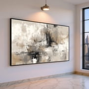 Neutral Abstract Wall Art Modern Beige And Black Abstract Decor Contemporary Artwork Ready To Hang Home