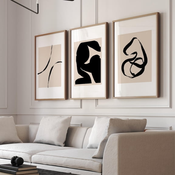 Neutral Abstract Wall Art Prints, Black and Beige Decor, Large Living room Decor, Prints, Minimalist Poster, Gallery Wall Set, Poster Only