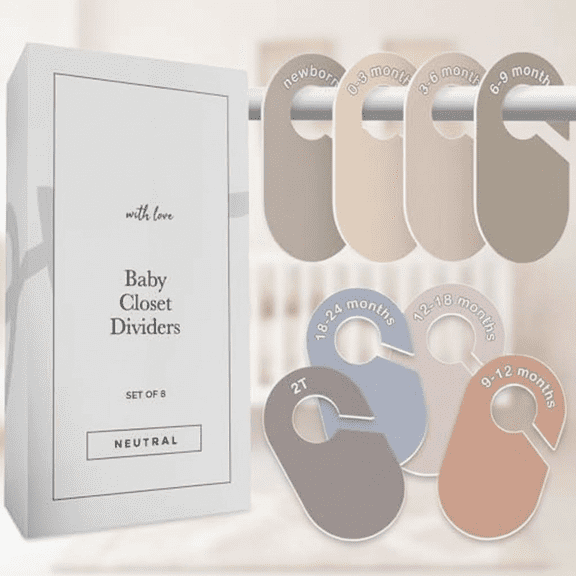 Neutral Baby Closet Dividers for Nursery Organization - Perfect for Sorting Baby Clothes by Size and Age on Closet Hangers
