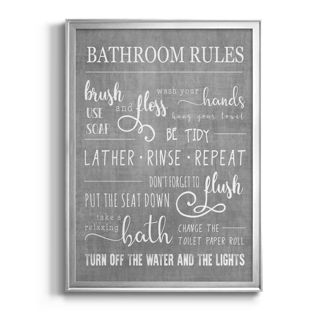 Neutral Bathroom Rules Premium Framed Print - Ready to Hang