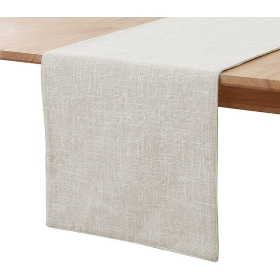Neutral Beige Cloth Table Runner – Cotton Linen Blend Washable Farmhouse Dining Table Runner for Indoors & Outdoors, Easy to Clean, 13" x 72"