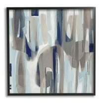 Neutral Beige Falling Strokes Abstract Painting Black Framed Art Print Wall Art