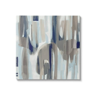 Neutral Beige Falling Strokes Abstract Painting Gallery Wrapped Canvas Print Wall Art