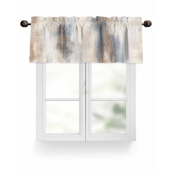 Neutral Beige Gray Kitchen Valances for Windows Abstract Grunge Modern Art Valance Curtains&nbsp; for Kitchen /Living Room/Bedroom/ Bathroom Decor, 42"x12 " ,Rod Pocket 1 Panel,