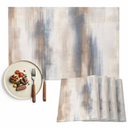 Neutral Beige Gray Placemats Set of 2, Abstract Grunge Modern Art Table Mats Washable Heat-Insulation Non-Slip Place Mats for Kitchen Dinner Table Indoor Outdoor Decor,13x19 Inch