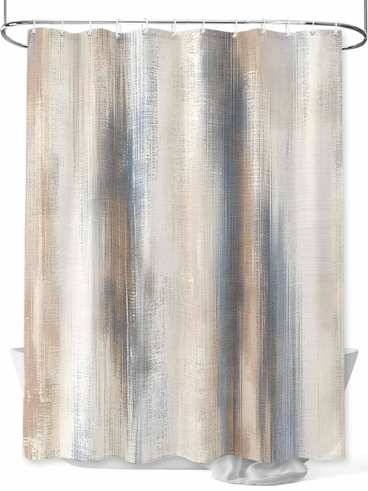 View of Neutral Beige Gray Shower Curtain, Abstract Grunge Modern Art Bathroom ...