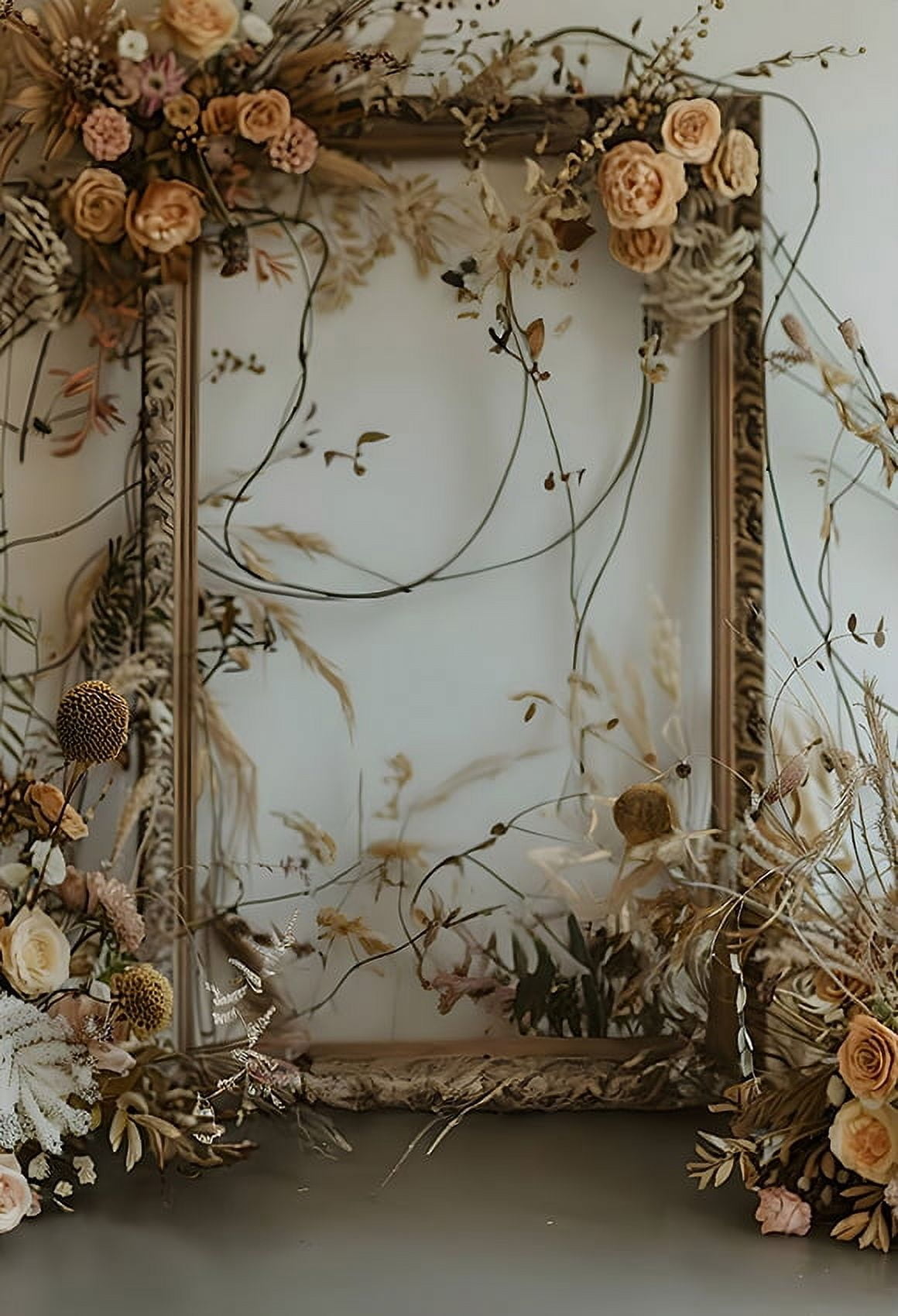 Neutral Boho Floral Frame Adult Birthday Wedding Maternity Portrait r ...