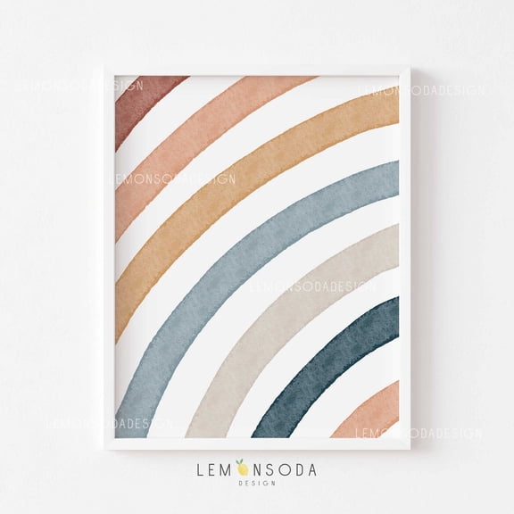 Neutral Boho Rainbow Nursery Print Playroom Decor Unframed Paper Print