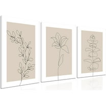 Neutral Botanical Poster Wall Art Set of 3 Flower Minimalist Abstract Botanical Painting Prints Beige Leaf Plant Wall Decor Boho Floral Canvas Line Artwork for Bathroom Bedroom,Living Room 16x24 In