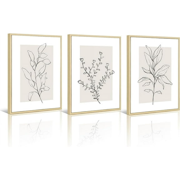 Neutral Botanical Prints Wall Art Decor Plant Minimalist Canvas Pictures Vintage Beige Wall Art Modern Farmhouse Line Poster Boho Abstract Painting Artwork for Bedroom 12x16 Inch Unframed Set of 3