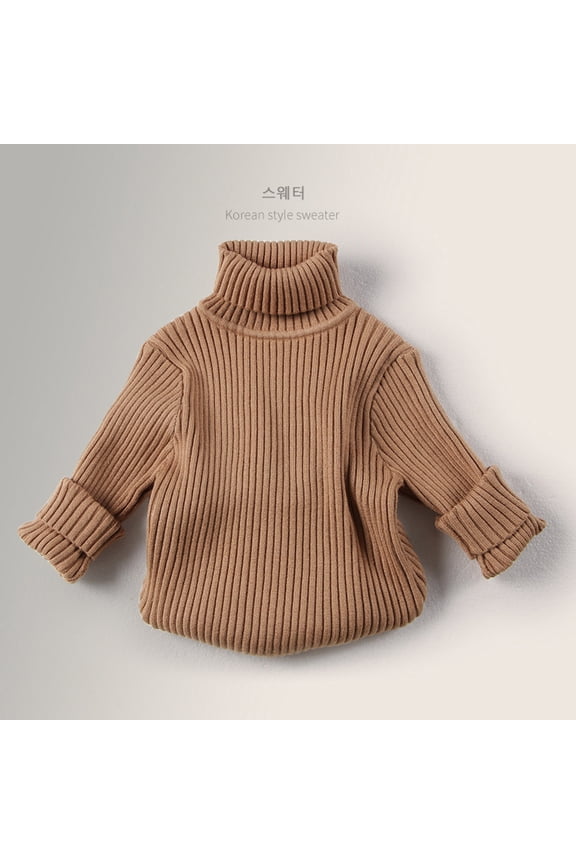 Neutral Winter Furry Turtleneck Sweater for Boys Girls Warm Tops