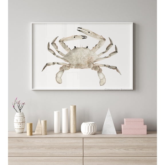 Neutral Brown Crab Coastal Nautical Art Poster Unframed Paper Print