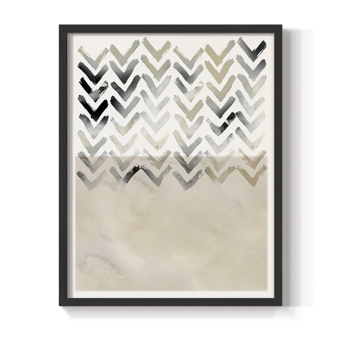 Neutral Chevron in Black Solid Wood 8 x 10 Framed Print