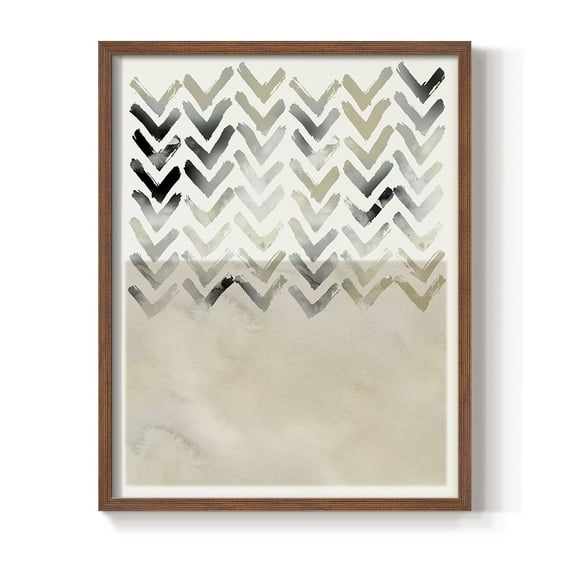 Neutral Chevron in Brown Solid Wood 11 x 14 Framed Print