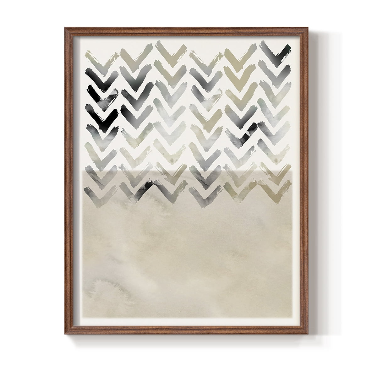 Neutral Chevron in Brown Solid Wood 8 x 10 Framed Print
