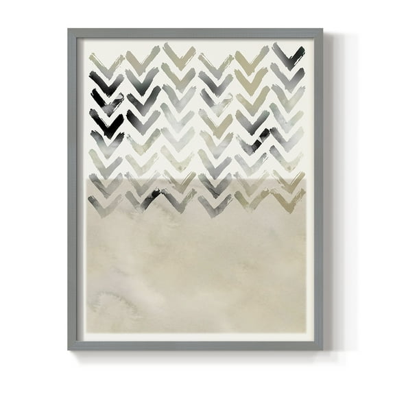 Neutral Chevron in Gray Solid Wood 11 x 14 Framed Print