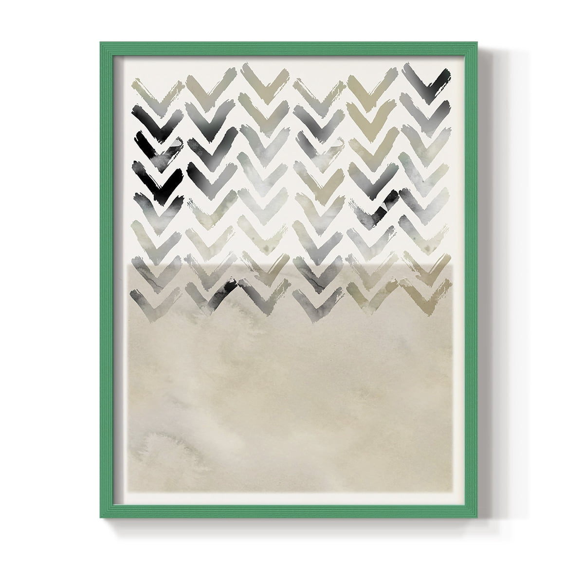Neutral Chevron in Green Solid Wood 8 x 10 Framed Print