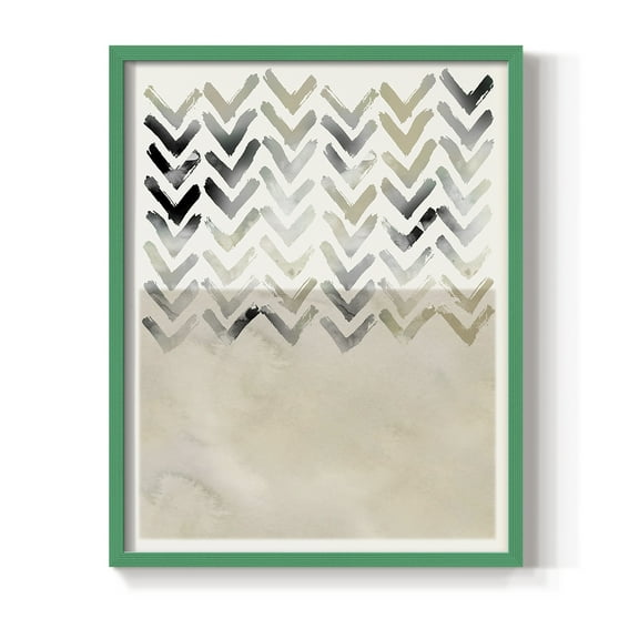 Neutral Chevron in Green Solid Wood 8 x 10 Framed Print