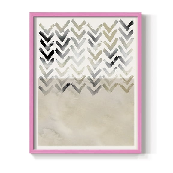 Neutral Chevron in Pink Solid Wood 11 x 14 Framed Print