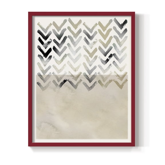 Neutral Chevron in Red Solid Wood 8 x 10 Framed Print