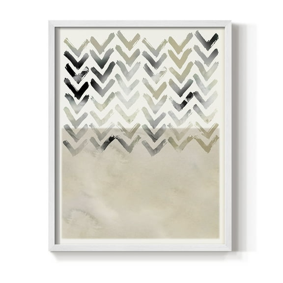 Neutral Chevron in White Solid Wood 8 x 10 Framed Print