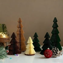 Neutral Christmas Tree Honeycomb Centerpiece Minimalist 3D Paper Trees Centerpiece Modern Christmas Decor Rustic Reusable Table Decoration for Home Decor Xmas Gift