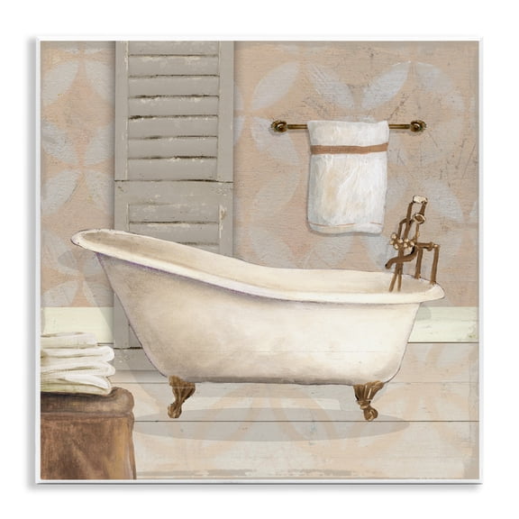 Stupell Industries Neutral Clawfoot Bathtub Wall Plaque Art, design by Carol Robinson, 12 x 12