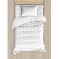 thumbnail image 1 of Neutral Color Duvet Cover Set, Barely Visible Diagonal Squares Rhombus Details Modern Graphic, Decorative 2 Piece Bedding Set with 1 Pillow Shams, Twin Size, Pale Eggshell and White, by Ambesonne, 1 of 3