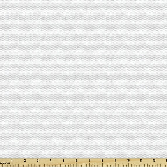 Ambesonne Neutral Color Fabric by the Yard Upholstery, Rhombus Modern Art, 10 Yards, Pale Eggshell and White