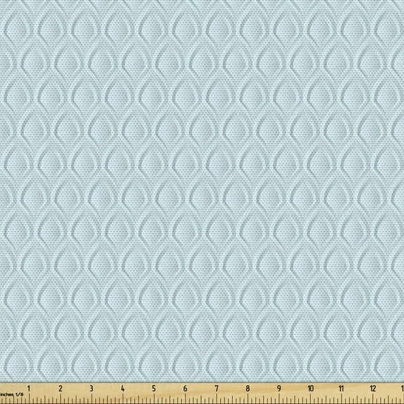 Neutral Color Fabric by the Yard, Soft Vintage Illustration of Repetitive Retro Motifs Monochrome and Nostalgic, Decorative Upholstery Fabric for Chairs & Home Accents, Pale Blue by Ambesonne