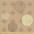 thumbnail image 1 of Neutral Color Fabric by the Yard, Traditional Abstract Art Pastel Circles on Tulip Bouquets Backdrop, Decorative Upholstery Fabric for Chairs & Home Accents, Pale Rust and Cream by Ambesonne, 1 of 5
