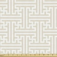 thumbnail image 1 of Ambesonne Neutral Color Fabric by the Yard Upholstery, Vintage Japanese Key, 2 Yards, Pale Tan and White, 1 of 4