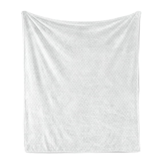 Neutral Color Soft Flannel Fleece Blanket, Barely Visible Diagonal Squares Rhombus Details Modern Graphic, Cozy Plush for Indoor and Outdoor Use, 50" x 60", Pale Eggshell and White, by Ambesonne