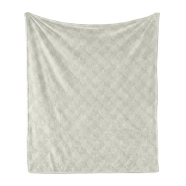 Neutral Color Soft Flannel Fleece Throw Blanket, Natural Design Pattern with Muted Toned Stripes Rhombus Check, Cozy Plush for Indoor and Outdoor Use, 50" x 70", Coconut and Grey Yellow, by Ambesonne