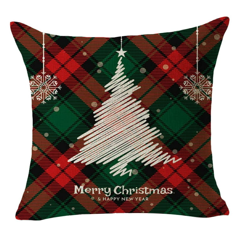 Neutral Color Throw Pillows Christmas Linen Pillow Cover Cushion Cover Cushion Cover Green And Red Grid Letter Pillow Cover Home Sofa Living Room