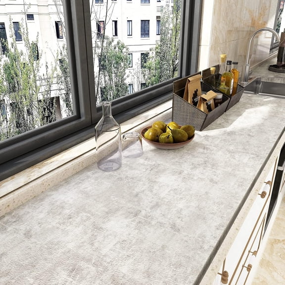 Neutral Concrete Wallpaper Peel and Stick Boho Aesthetic Wallpaper for Bedroom Bathroom 354''x32'' Wide Concrete Contact Paper for Countertops Waterproof Cement Vinyl for Accent Walls Kitchen