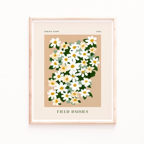 Neutral Daisy Art Wall Art Soft Floral Gouache Art