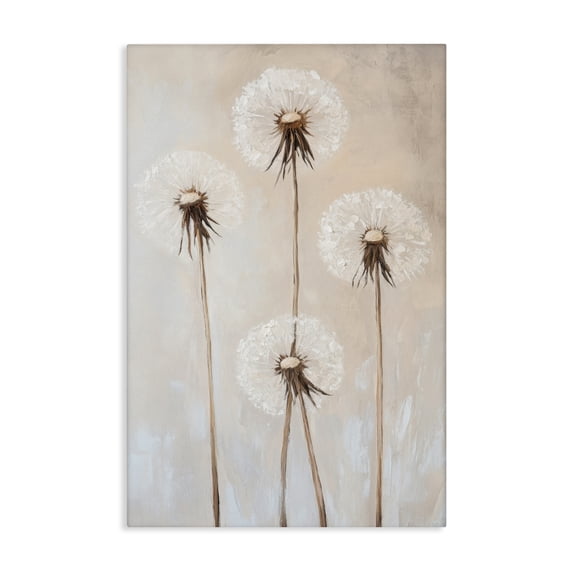 Stupell Industries Neutral Dandelion Illustration Canvas Wall Art, design by Petal Prints Design