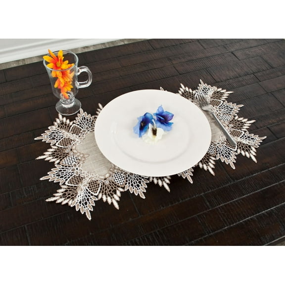 Neutral Earth Tone Beige Lace Rectangle Placemat (13" x 20")