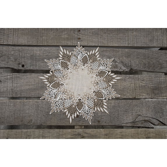 Neutral Earth Tone Beige Lace Round Doilies (11" Round)