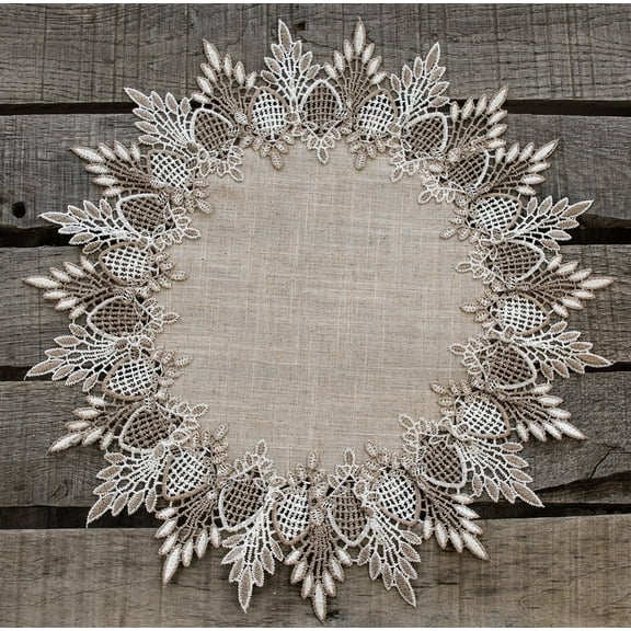 Neutral Earth Tone Beige Lace Round Doilies (16" Round)