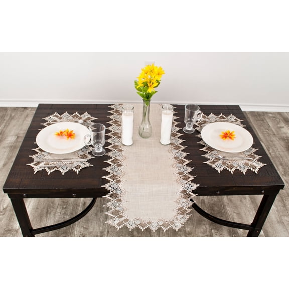 Neutral Earth Tone Beige Lace Table Runner (16" x 36"/54"/72"/88")