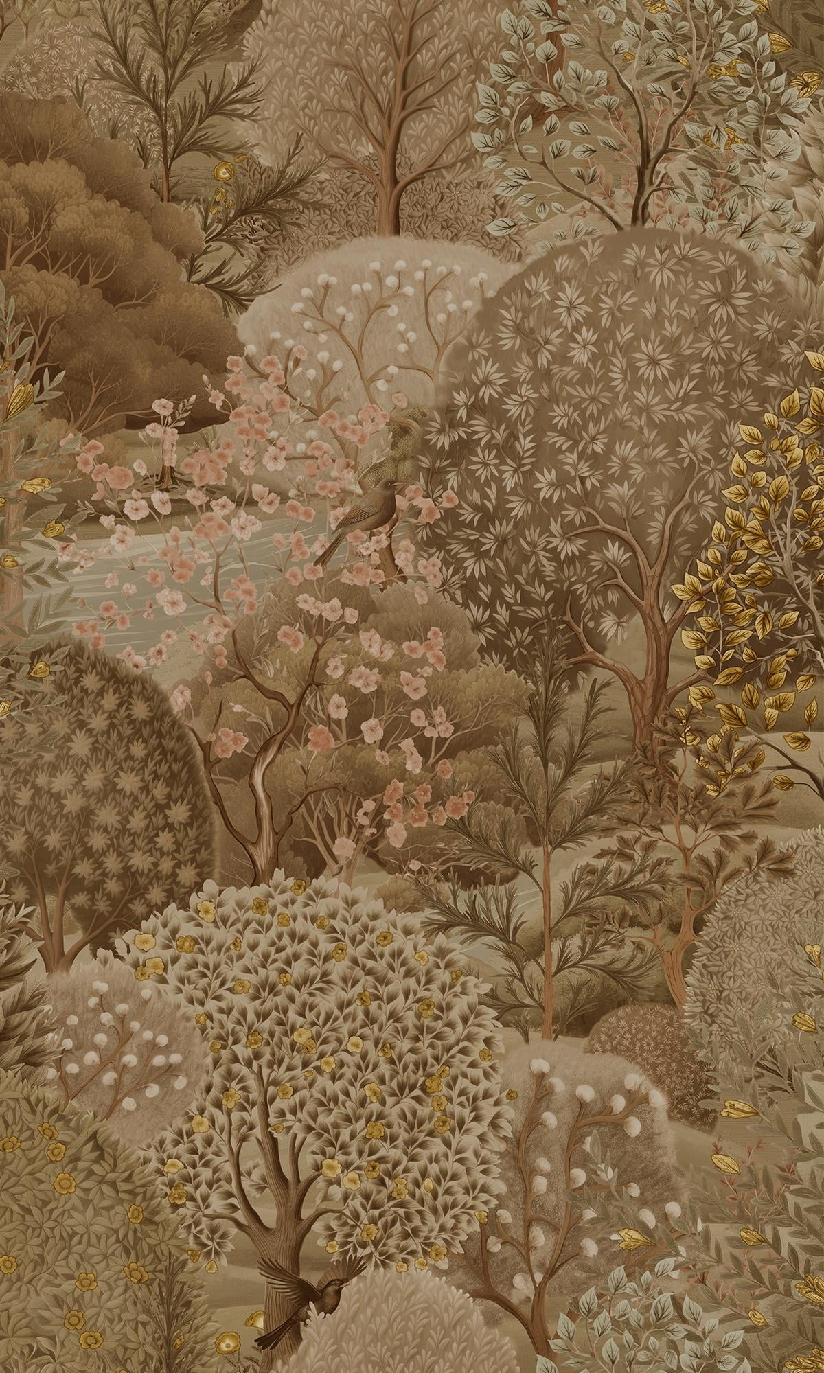 Enchanted Brown Textured Landscape Wallpaper Double Roll