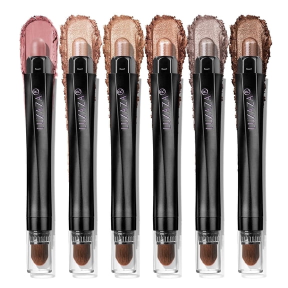 Neutral Eyeshadow Stick Makeup 6PCS Set, Brown Nude Metallic Shimmer Matte Cream Eye Shadow Eyeliner Brightener Pencil Crayon - BROWN CANYON