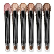 Neutral Eyeshadow Stick Makeup 6PCS Set, Brown Nude Metallic Shimmer Matte Cream Eye Shadow Eyeliner Brightener Pencil Crayon - BROWN CANYON