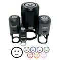 thumbnail image 1 of Neutral Face Emoticon Self-Inking Rubber Stamp Ink Stamper - Sky Blue Ink - Medium 1 Inch, 1 of 7
