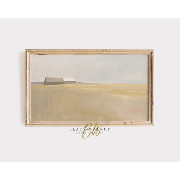 Simple Field Landscape Neutral Field Wall Art, Abstract Minimal Simple Country Landscape ...