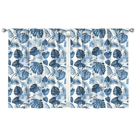 Neutral Floral Blackout Curtains 42x54 Inch 2 Panels, Rod Pocket Drapes for Bedroom or Dining Room